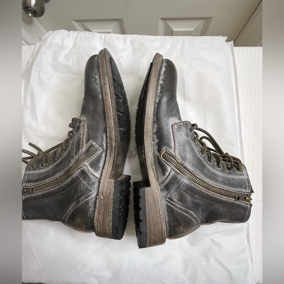 FREEBIRD By Steven LIVERPOOL Lace Up Distressed BLACK Leather BOOTS  Size 9 - Picture 9 of 16